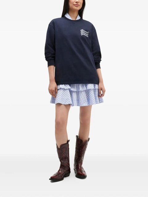 GANNI logo-embroidered long-sleeve top - Black - zdjęcie produktu nr 2