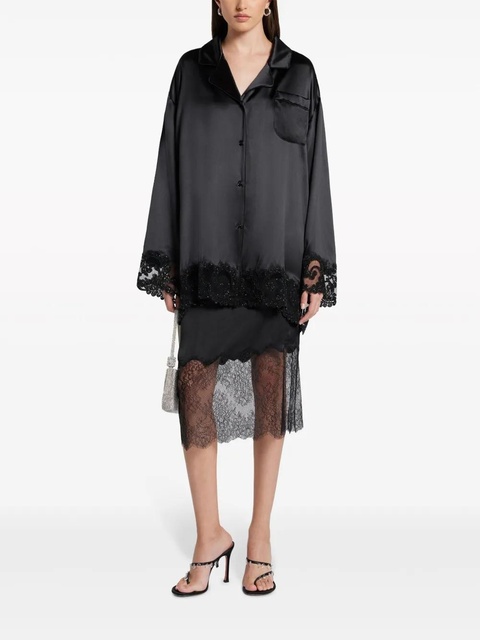 Versace Barocco lace-trim silk shirt - Black - zdjęcie produktu nr 2