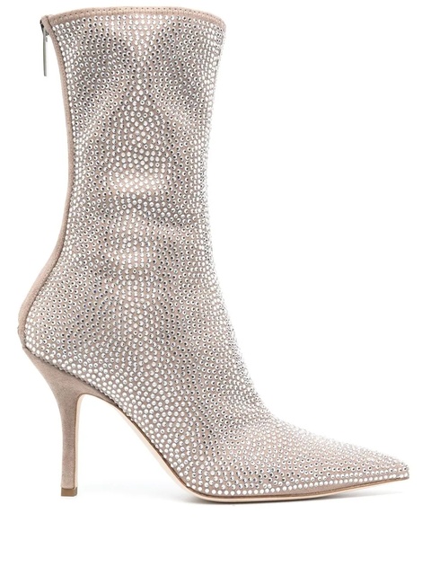 Paris Texas crystal-embellished 105mm pointed boots - Neutrals - zdjęcie produktu nr 1