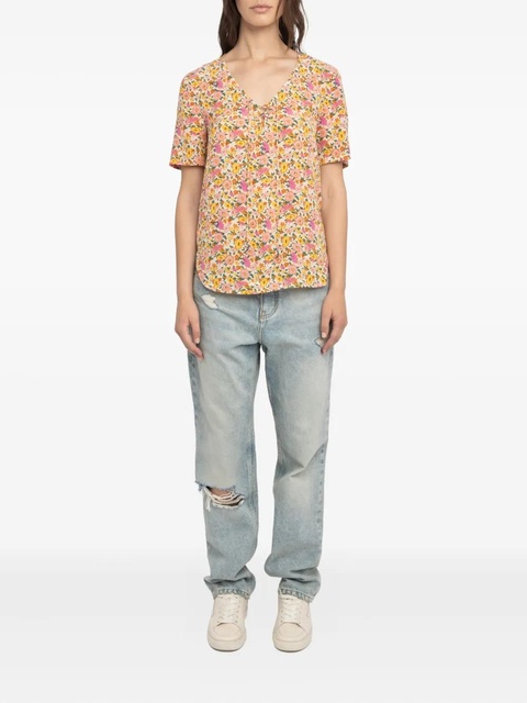 Zadig&Voltaire floral-print short-sleeve top - Orange - zdjęcie produktu nr 2