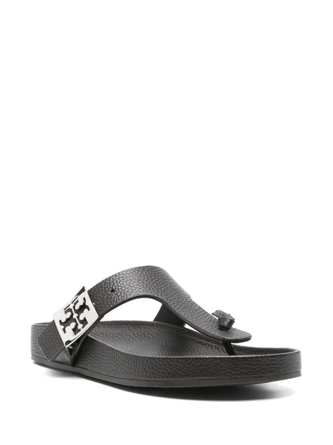 Tory Burch leather flat sandals - Brown - zdjęcie produktu nr 2