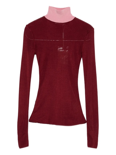 Self-Portrait high-neck long-sleeve sweater - Red - zdjęcie produktu nr 1