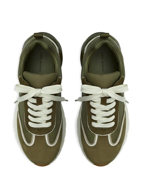 Tory Burch logo-patch sneakers - Green - zdjęcie produktu nr 2