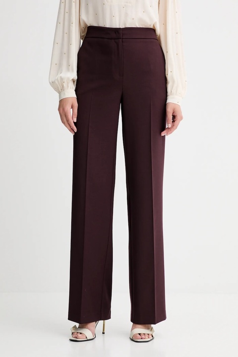 Twinset spodnie z dodatkiem wełny damskie kolor fioletowy proste high waist 252TT2127 - zdjęcie produktu nr 1