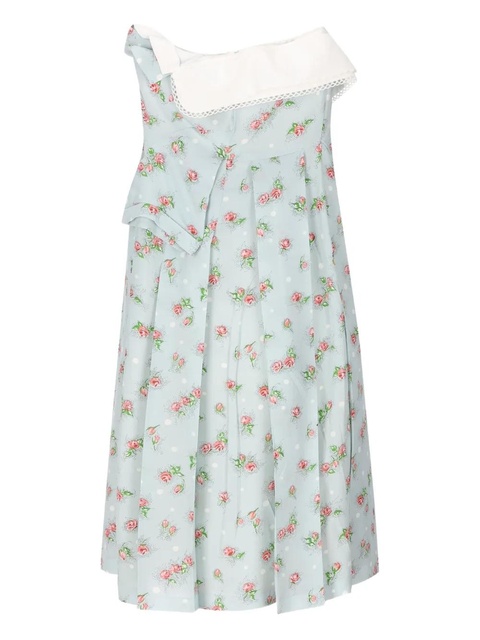 Miu Miu rose-print strapless midi dress - Blue - zdjęcie produktu nr 2