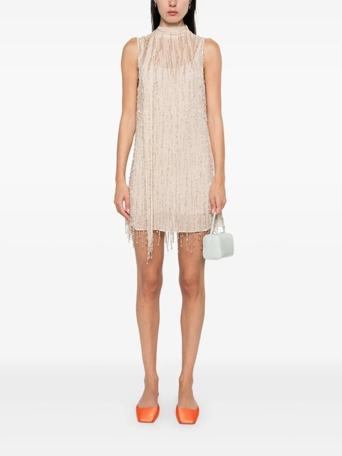 Blumarine bead-embellished georgette mini dress - Neutrals - zdjęcie produktu nr 2