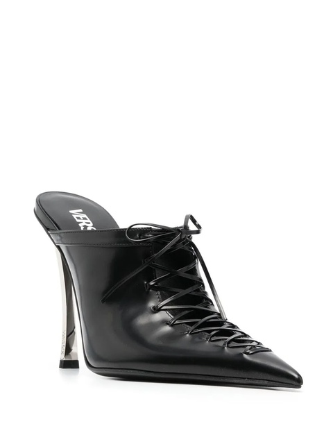 Versace 110mm lace-up leather mules - Black - zdjęcie produktu nr 2