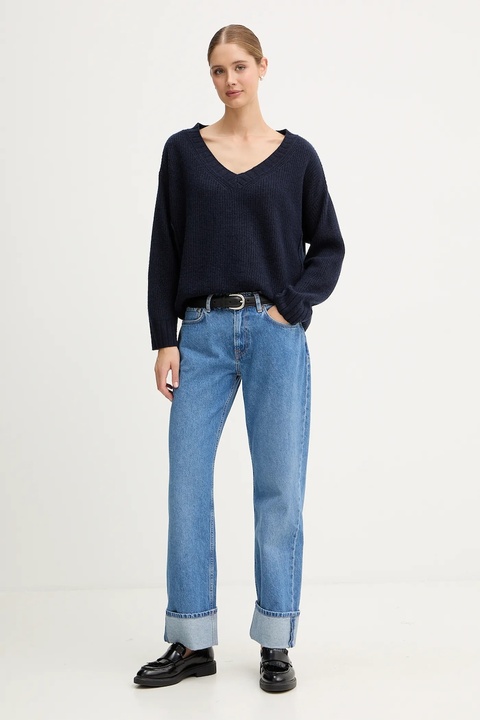 United Colors of Benetton sweter z dodatkiem wełny damski kolor granatowy 126WD402Z - zdjęcie produktu nr 2