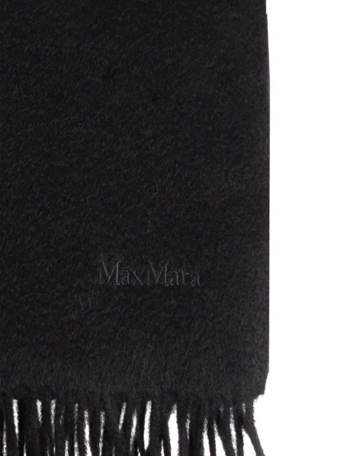 Max Mara embroidered-logo fringed wool scarf - Black - zdjęcie produktu nr 1