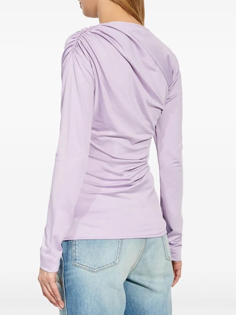 Victoria Beckham asymmetric-neck ruched top - Purple - zdjęcie produktu nr 2