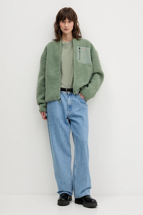Dickies bluza polarowa damska kolor zielony gładka DK0A88BN - zdjęcie produktu nr 2