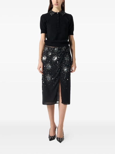 Blumarine embroidered wool polo shirt - Black - zdjęcie produktu nr 2