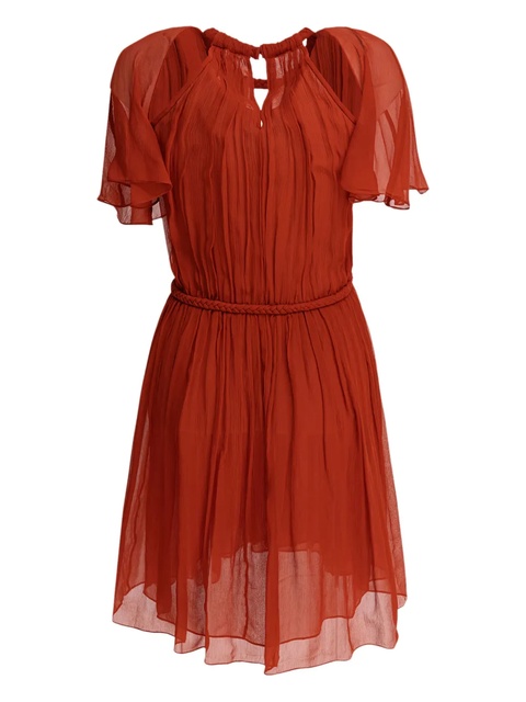 ISABEL MARANT Randalia braided-waist plissé mini dress - Orange - zdjęcie produktu nr 2