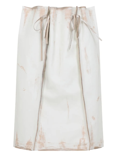 Prada tie-detail painted leather skirt - White - zdjęcie produktu nr 1