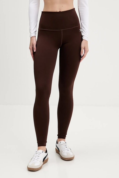 Tommy Jeans legginsy damskie kolor brązowy gładkie DW0DW21830 - zdjęcie produktu nr 1