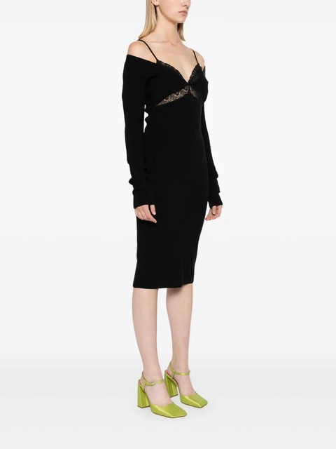 Blumarine V-neck knitted midi dress - Black - zdjęcie produktu nr 2