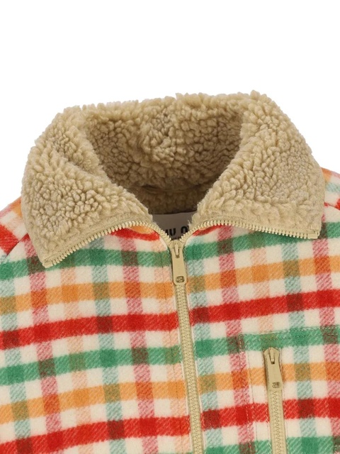 Miu Miu check-pattern fleece jacket - Neutrals - zdjęcie produktu nr 2