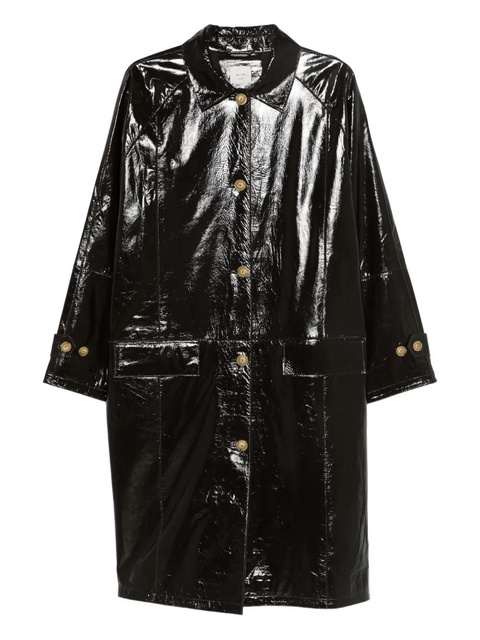 Alysi buttoned leather coat - Brown - zdjęcie produktu nr 1