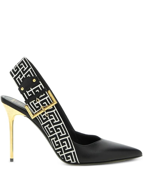 Balmain 95mm signature PB monogram slingback heeled pumps - Black - zdjęcie produktu nr 1