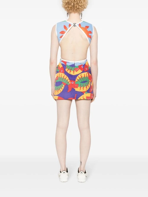 Marine Serre beach print-jacquard mini dress - Green - zdjęcie produktu nr 2