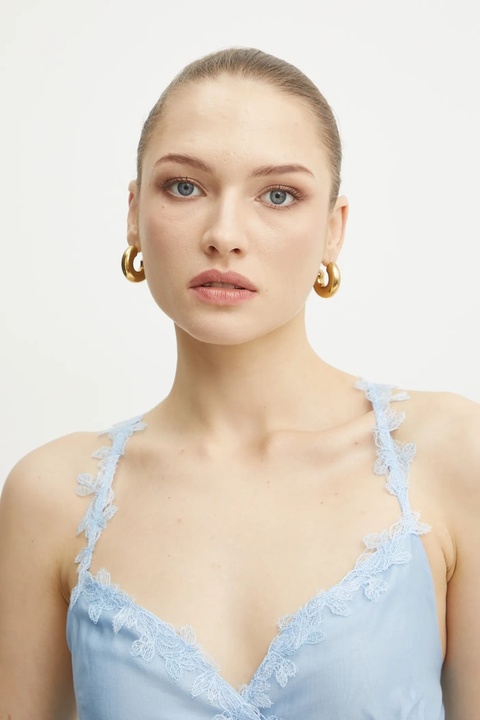 Ermanno Scervino bluzka damska kolor niebieski gładka 56TL025ES3 - zdjęcie produktu nr 2