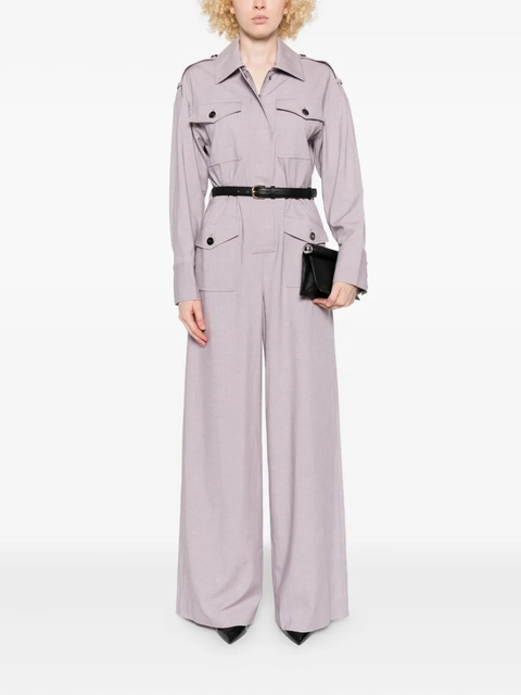 Self-Portrait belted twill jumpsuit - Purple - zdjęcie produktu nr 1