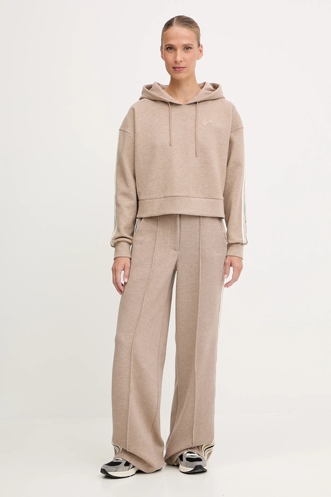 Guess bluza z domieszką wełny MURIEL damska kolor beżowy z kapturem z aplikacją V5BQ14 KCX52 - zdjęcie produktu nr 1