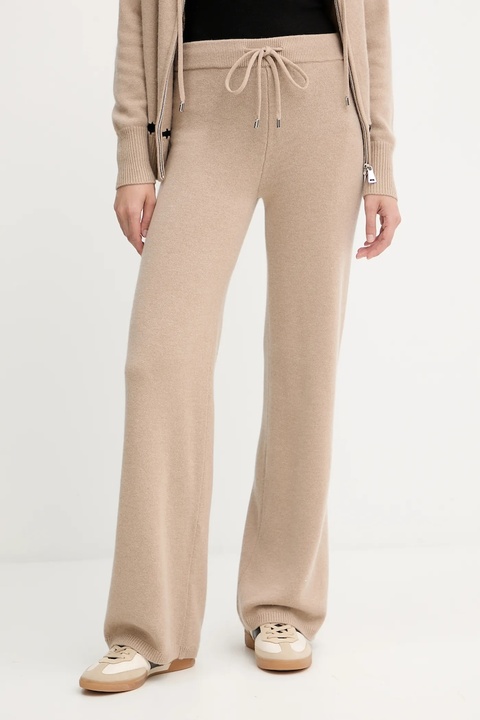 Ermanno Scervino spodnie wełniane damskie kolor beżowy szerokie high waist 57TP033E52 - zdjęcie produktu nr 1