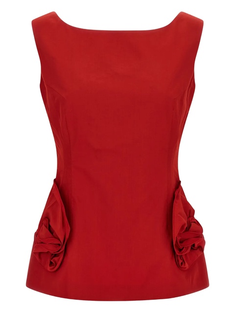 Magda Butrym rose-embellished square-neck top - Red - zdjęcie produktu nr 1