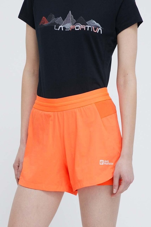 Jack Wolfskin szorty outdoorowe Prelight 2in1 kolor pomarańczowy gładkie medium waist 1509021 - zdjęcie produktu nr 2