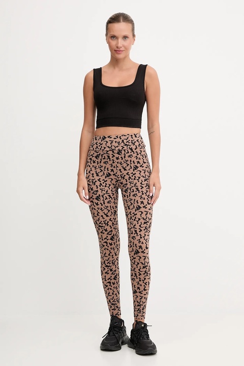 EA7 Emporio Armani legginsy treningowe damskie kolor brązowy wzorzyste AF15565.7W000564 - zdjęcie produktu nr 1
