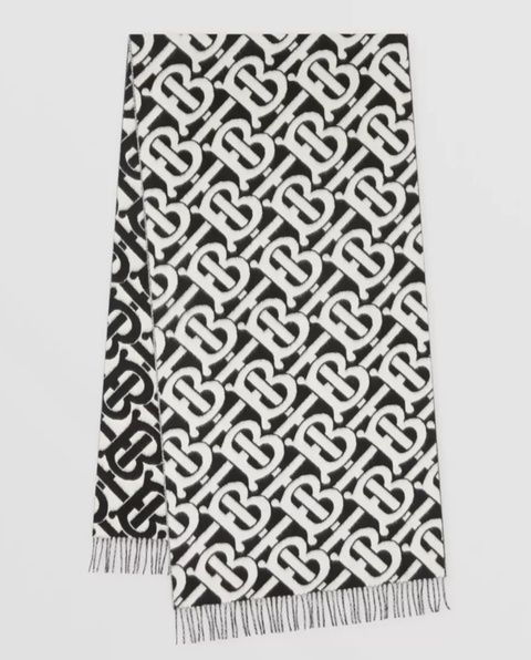 BURBERRY - Kaszmirowy szalik z monogramem - zdjęcie produktu nr 1