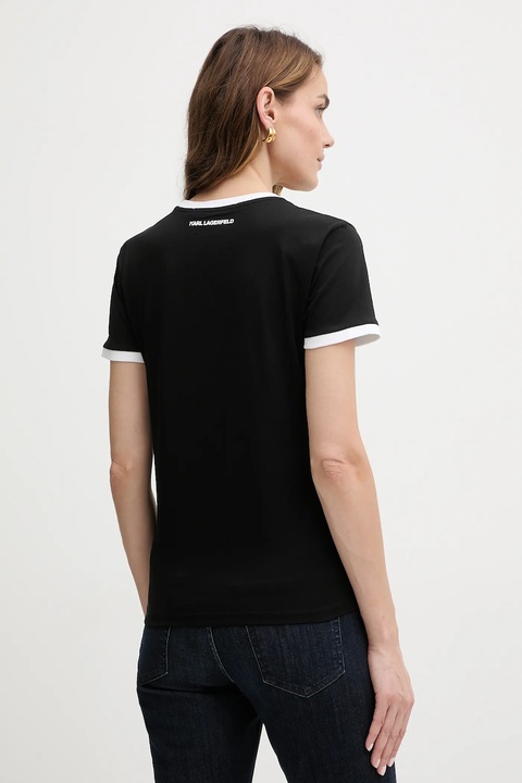 Karl Lagerfeld t-shirt bawełniany IKON damski kolor czarny B1W17040 - zdjęcie produktu nr 2