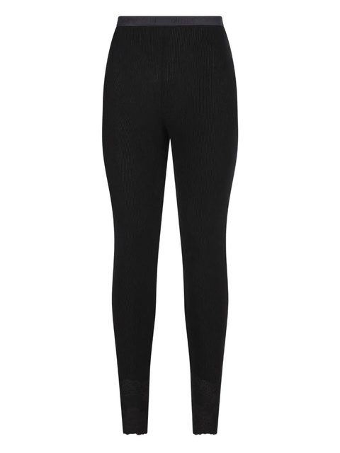Valentino Garavani ribbed lace-detailed leggings - Black - zdjęcie produktu nr 1