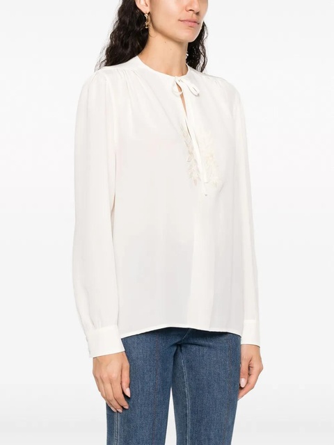 ETRO leaf-embroidered silk blouse - Neutrals - zdjęcie produktu nr 2