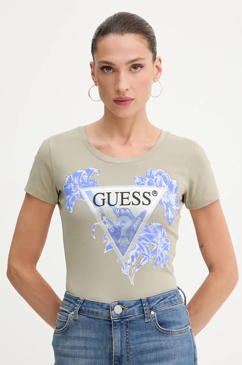 Guess t-shirt damski kolor zielony W5GI08 J1314 - zdjęcie produktu nr 1