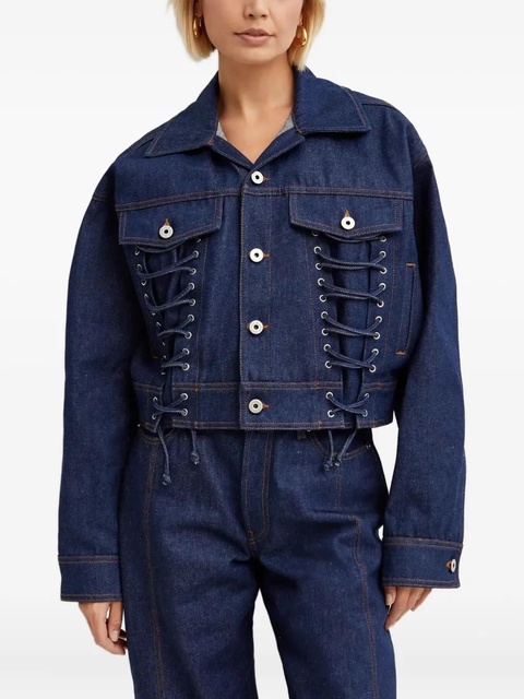 Jean Paul Gaultier lacing-detail denim jacket - Blue - zdjęcie produktu nr 1