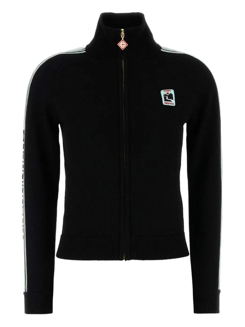 Casablanca stripe-detail zip-up cardigan - Black - zdjęcie produktu nr 2