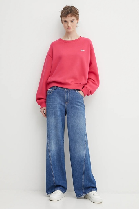 Tommy Jeans bluza damska kolor czerwony gładka DW0DW21961 - zdjęcie produktu nr 2