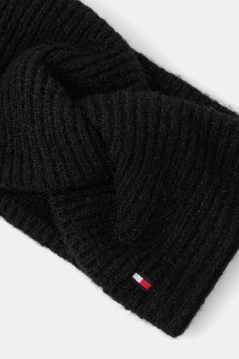 Tommy Hilfiger opaska na głowę z dodatkiem wełny kolor czarny AW0AW17778 - zdjęcie produktu nr 2