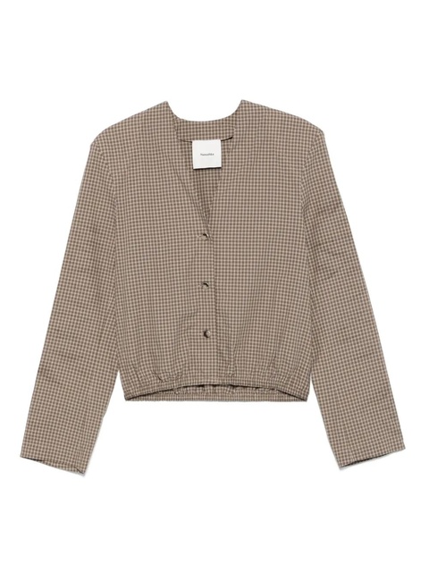 Nanushka checked v-neck shirt - Brown - zdjęcie produktu nr 1
