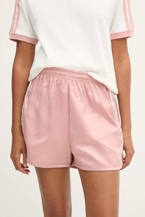 adidas Originals szorty Ruffle Shorts damskie kolor różowy z aplikacją high waist KC8818 - zdjęcie produktu nr 1