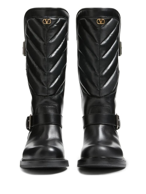 Valentino Garavani 40mm chevron leather biker boots - Black - zdjęcie produktu nr 2