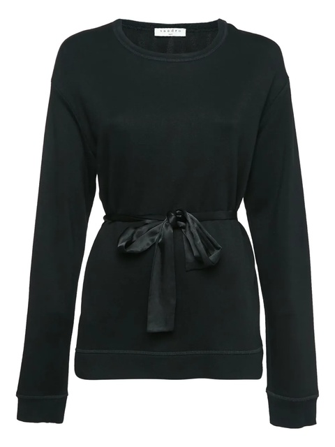 SANDRO pre-owned belted long-sleeve sweater - Black - zdjęcie produktu nr 2