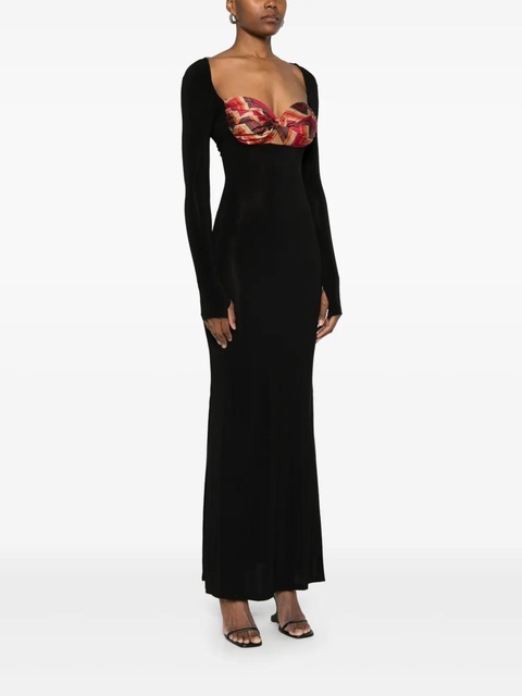 Marine Serre scarf-detailing maxi dress - Black - zdjęcie produktu nr 2