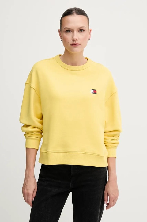 Tommy Jeans bluza bawełniana damska kolor żółty gładka DW0DW19408 - zdjęcie produktu nr 1