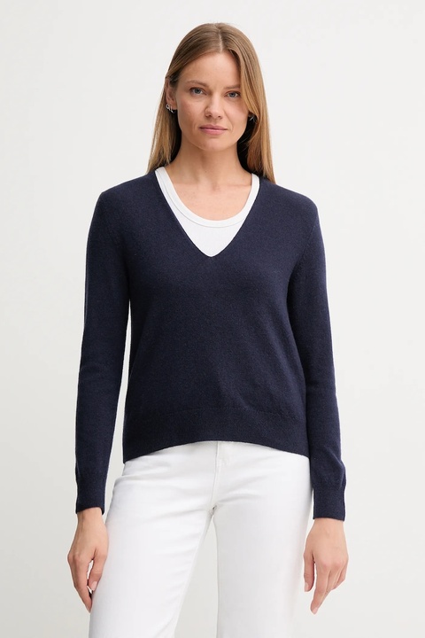 United Colors of Benetton sweter wełniany damski kolor granatowy lekki 1002D401Y - zdjęcie produktu nr 1