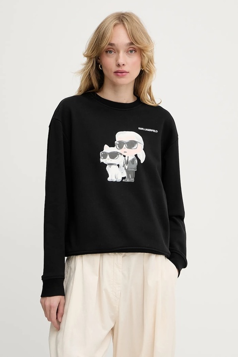 Karl Lagerfeld bluza IKON damska kolor czarny z nadrukiem A3W20057 - zdjęcie produktu nr 1