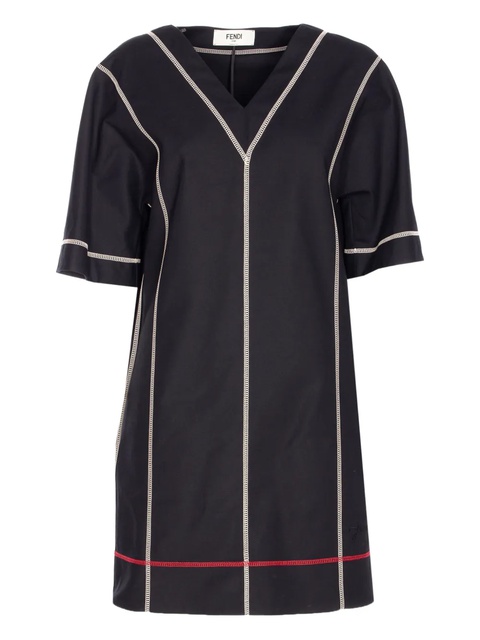 FENDI V-neck stitched dress - Black - zdjęcie produktu nr 1