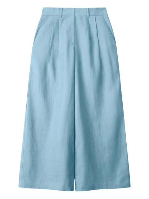 STAUD pleated linen pants - Blue - zdjęcie produktu nr 1